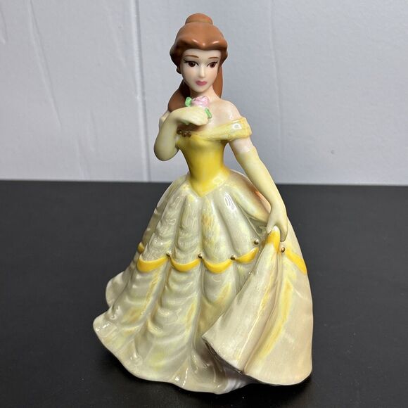 Disney 6" Ceramic Figurine Princess Belle Shiny Dress Beauty And The Beast - Picture 1 of 9